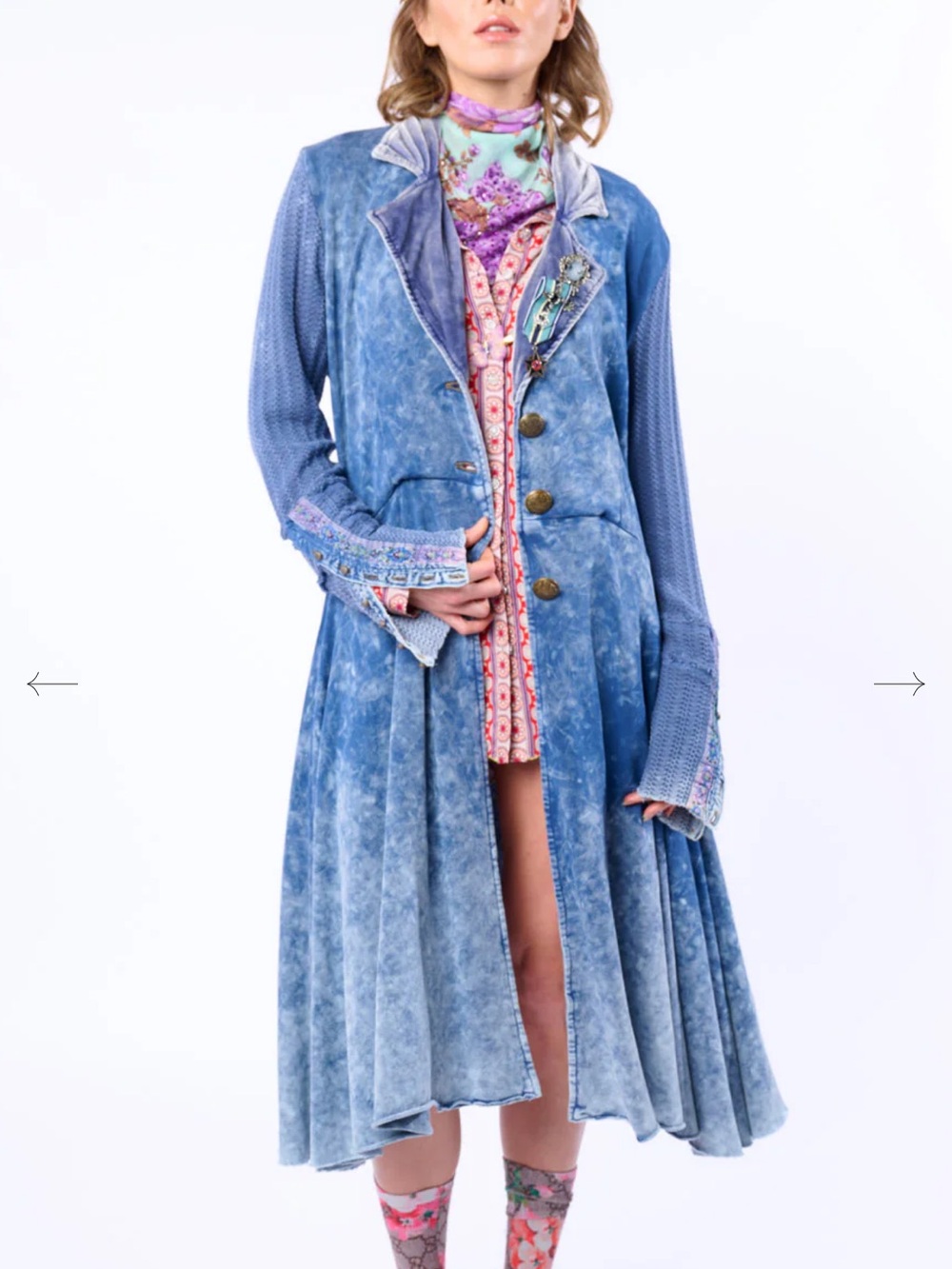 Aratta Captain General Coat in washed blue, NWT